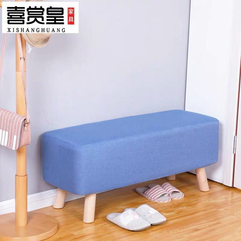 Bán trước✚Ghế sofa Gỗ rắn chắc hình chữ nhật phân thấp Vải dài đôn Mang giày cuối giường đẩu