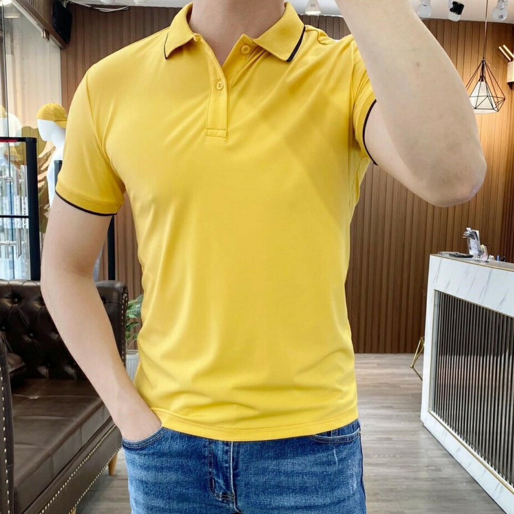 Áo polo nam cao cấp cổ viền, áo thun nam ngắn tay bo viền năng động, Kiểu dáng ôm slimfit