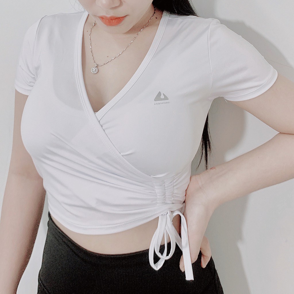 Áo Croptop Dây Rút NAQIYABEI  Nữ Tập Gym Yoga Aerobic Thể Thao Tay Đùi Siêu Đẹp Cá Tính Sexy Evasport | BigBuy360 - bigbuy360.vn