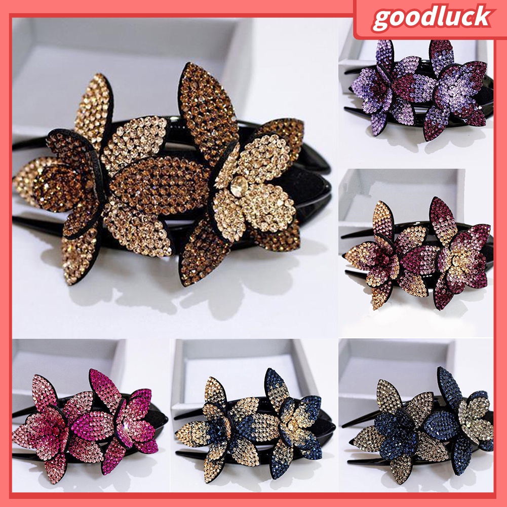 Kẹp tóc hình hoa đính kim cương giả thời trang sang trọng cho nữ