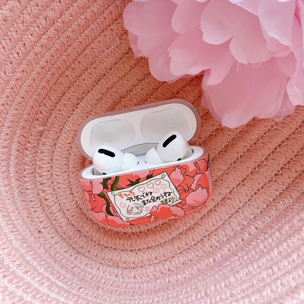 Vỏ bảo vệ hộp sạc tai nghe Airpods 3 Pro Apple cứng hình hoa màu đỏ xinh