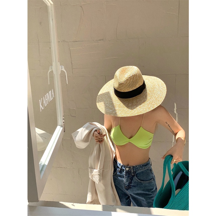 QADCOL  Áo Hai Dây Cổ Thấp Quyến Rũ Thời Trang Phong Cách Hàn Quốc Cho Nữ