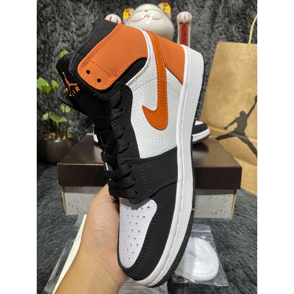 [Full box+bill] Giày Sneaker Jorrdan cao cổ trắng cam đen  full box bill và hộp bảo vệ