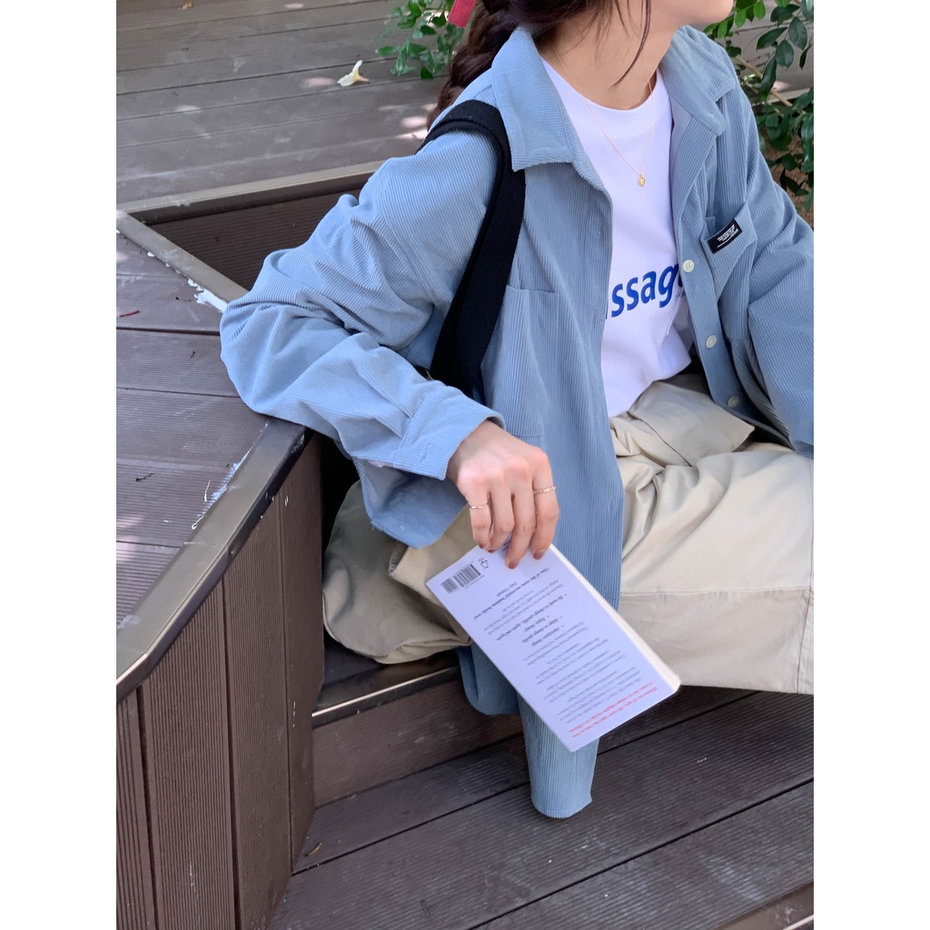 Áo Khoác Sơ Mi Tay Dài Dáng Rộng Cài Một Hàng Nút Thời Trang 45881