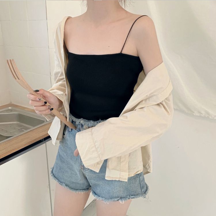 Áo 2 dây nữ Croptop ôm Body sợi bún - chất vải Cotton mềm mịn, co giãn cực tốt Freesize <56kg