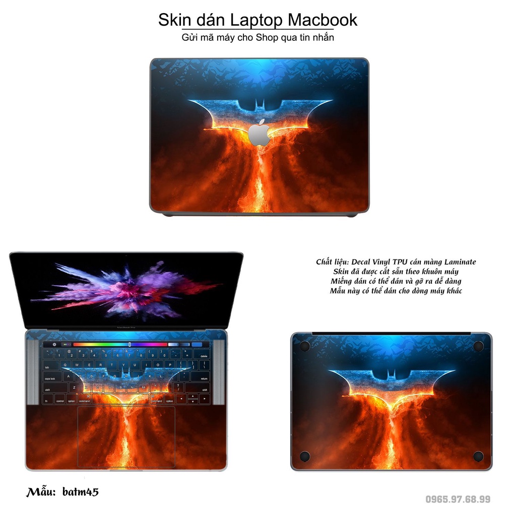 Skin dán Macbook mẫu người dơi (đã cắt sẵn, inbox mã máy cho shop)