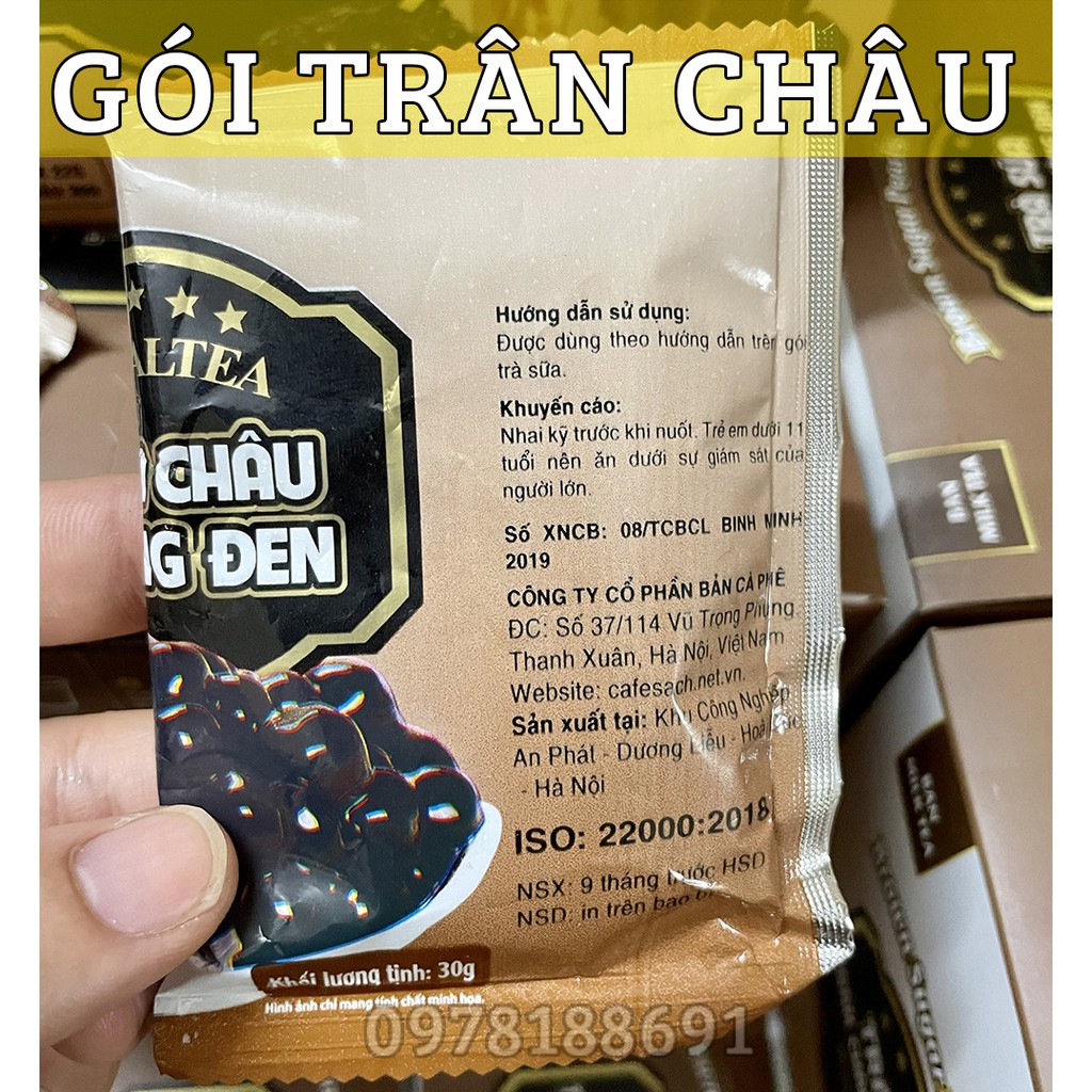 (1 Hộp 8 set) Trà sữa trân châu đường đen tự pha gói hộp – Giấy tờ đầy đủ