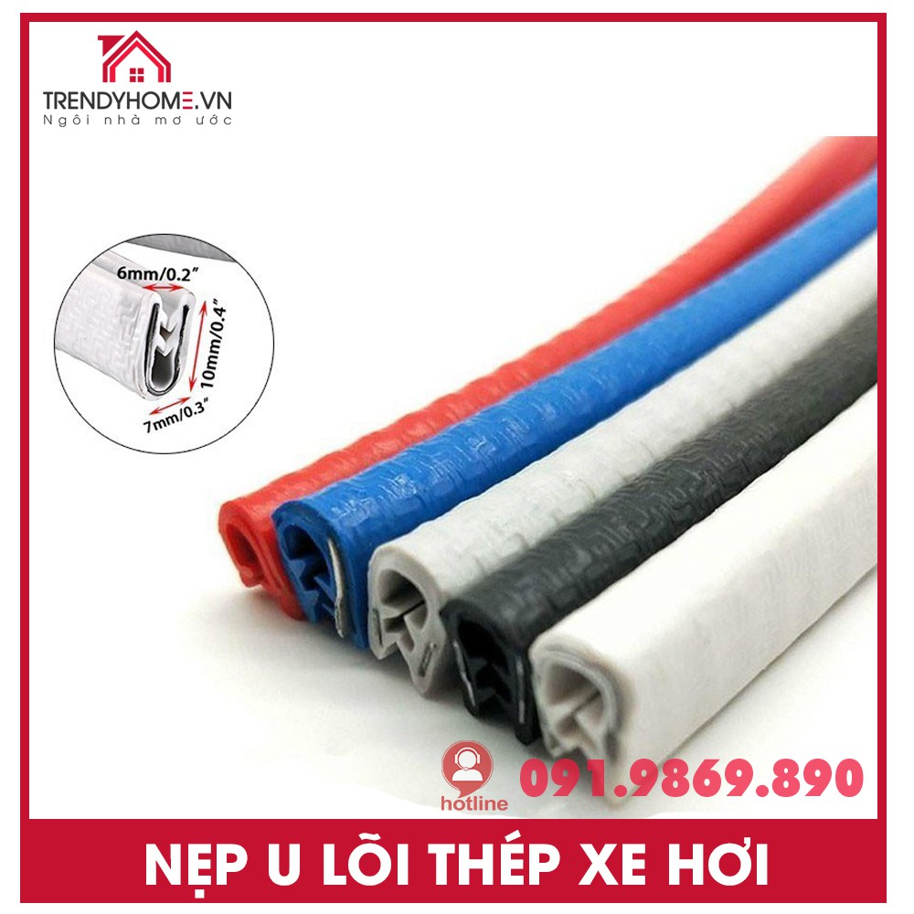 Nẹp u lõi thép, ron viền cánh cửa chữ u chống va đạp dành cho xe hơi, oto