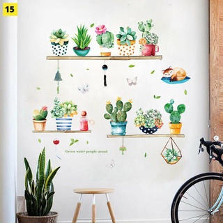 Decal dán tường chậu cây xương rồng