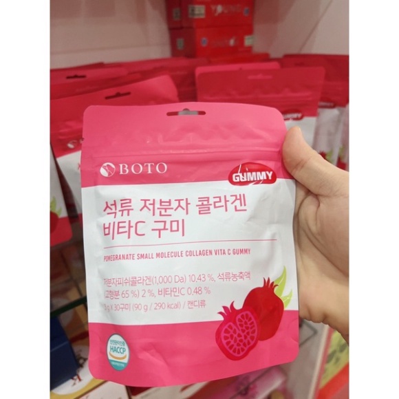 Kẹo Collagen Lựu Boto - Kẹo Dẻo Gummy Collagen Vitamin C Hàn Quốc