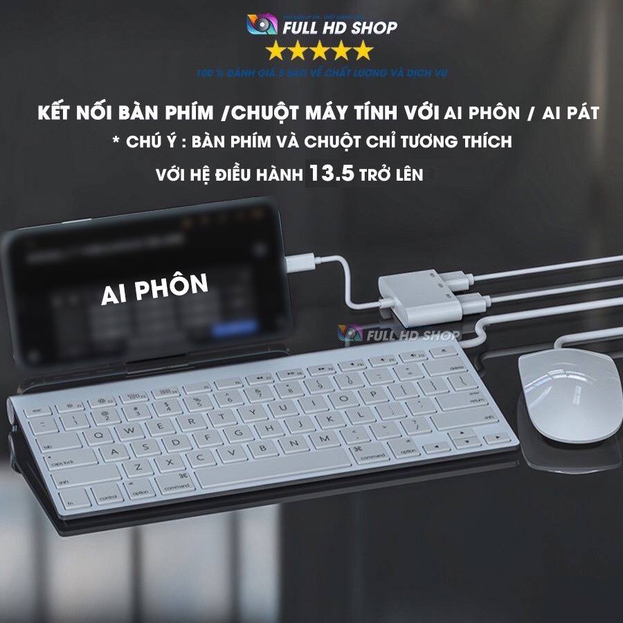 Cáp OTG Light. ning Cáp OTG i. ph0ne Light. ning To USB Có Cổng Sạc Bảo Hành 30 Ngày Lỗi 1 Đổi 1 Full HD Shop Mã HD02