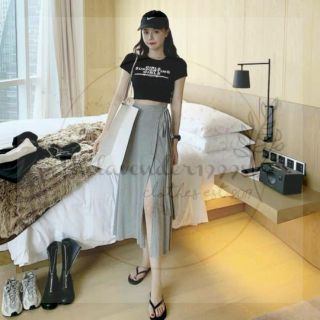 ✔️ :: SET ÁO CROP THUN - CHÂN VÁY MIDI XẺ TÀ