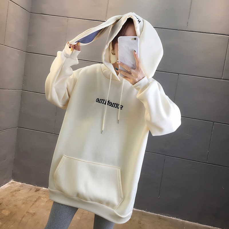 Áo hoodie nữ tai dài có túi áo có tai thỏ dài ulzzang ( 3 màu )