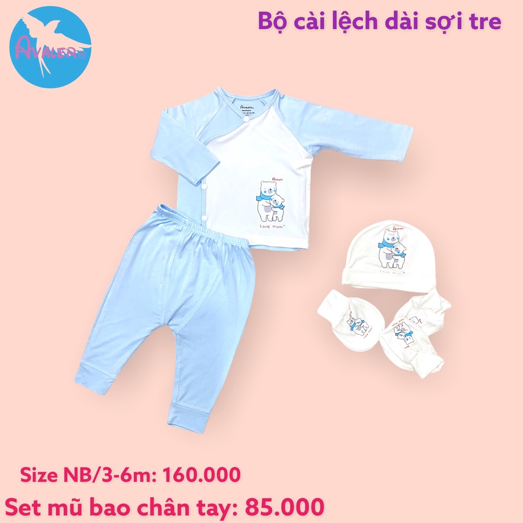 Bộ sơ sinh AVALER sợi tre size 0/3, 3/6