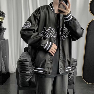 Kim Áo Khoác Bóng Chày Dáng Rộng Thêu Chữ Thời Gian Phong Cách Hip Hop Đường Phố Giản Dị Dành Cho Nam