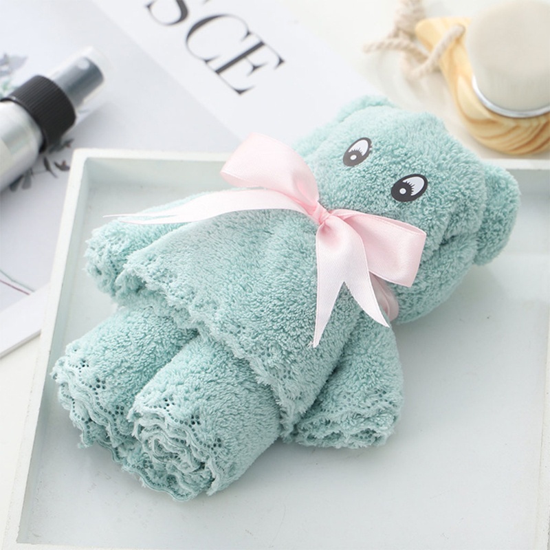 Haha Khăn Lau Mặt / Khăn Tắm Bằng Lông Cừu San Hô Thấm Hút Tốt Hình Gấu Dễ Thương Thoải Mái