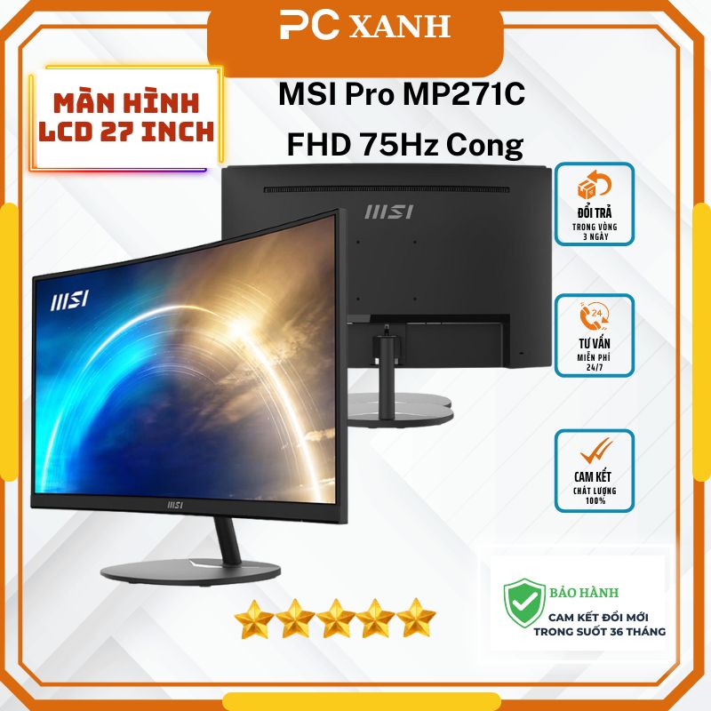 Màn Hình cong chuyên game LCD 27″ MSI Pro MP272C FHD 75Hz full viền – Hàng chính hãng bảo hành 36 tháng