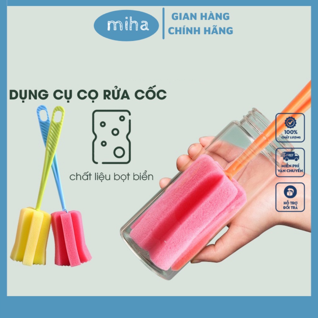 Dụng cụ cọ rửa cốc chén bình sữa bằng bọt biển nhiều màu sắc