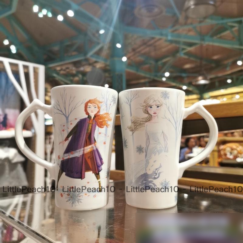 Ly sứ cốc sứ Disney cao cấp chính hãng có quai cầm tay hình Elsa Anna Frozen cho nữ và bé gái