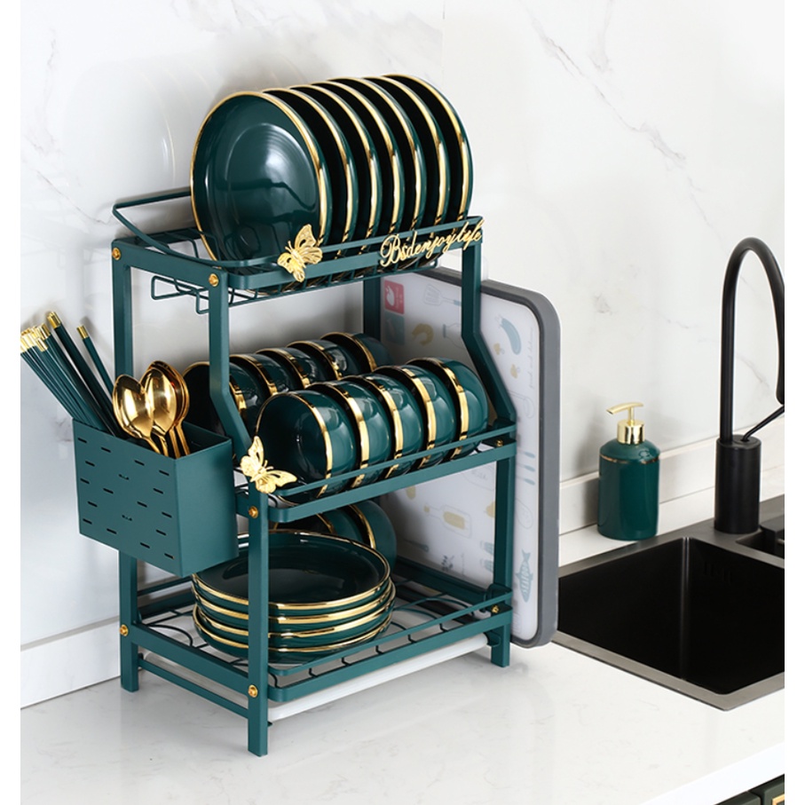 kệ bát. giá úp chén đĩa. kệ bát xanh cổ vịt kèm ống đũa là giá troe thớt. kệ úp chén đĩa màu xanh cổ vịt. giá úp bát