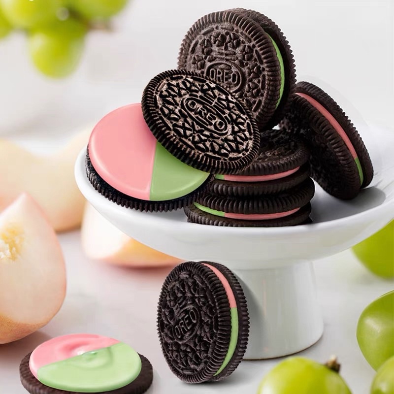 Bánh oreo hồng hoa anh đào bưởi, oreo tím hoa hồng nho, ô long đào, berries, nho đào