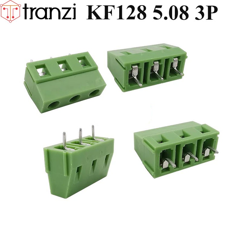 Cầu đấu 5.08mm KF128 5.08 3P chân cắm thẳng xanh - túi 10 cái