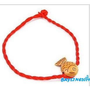 Vòng tay dây thừng đỏ gỗ giả làm quà tặng