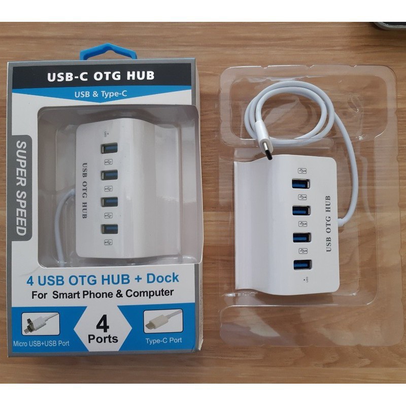 Hub usb Type-C ra 4 cổng USB 3.0 Kiêm USB OTG