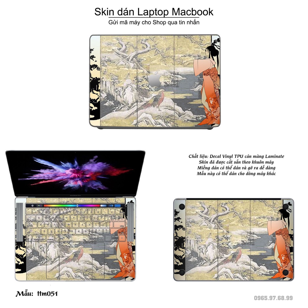 Skin dán Macbook mẫu Tranh thủy mặc (đã cắt sẵn, inbox mã máy cho shop)