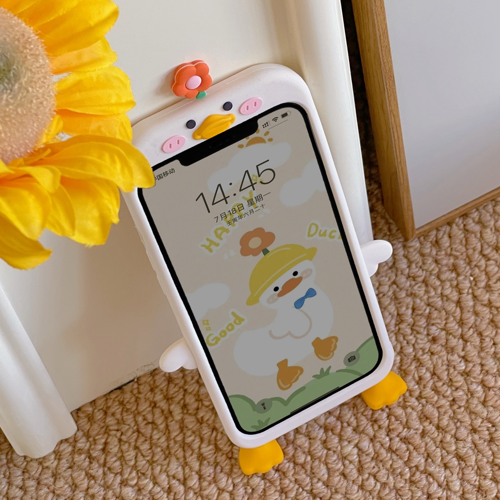 Ốp Điện Thoại Hình Vịt Và Hoa Dễ Thương Cho Iphone 13 13pro Max11 Pro Max Xs Max X 12 Pro Max