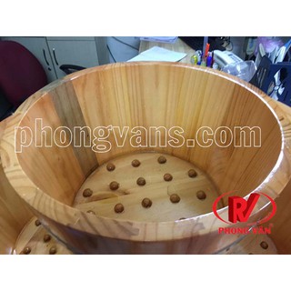 Thau gỗ ngâm chân có hạt massage
