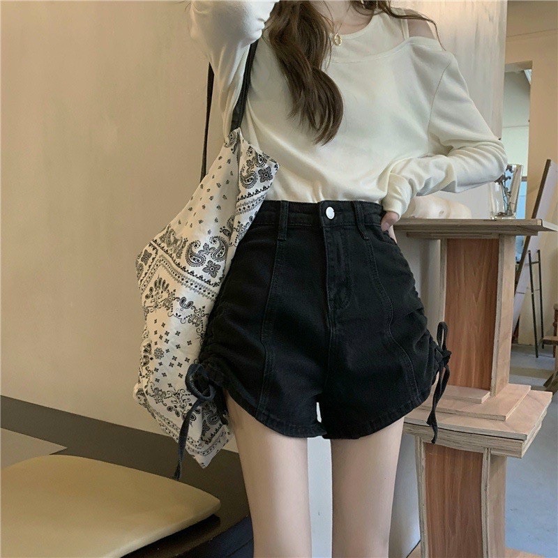 Quần short rút dây 2 bên kaki có nút gài video ảnh thật