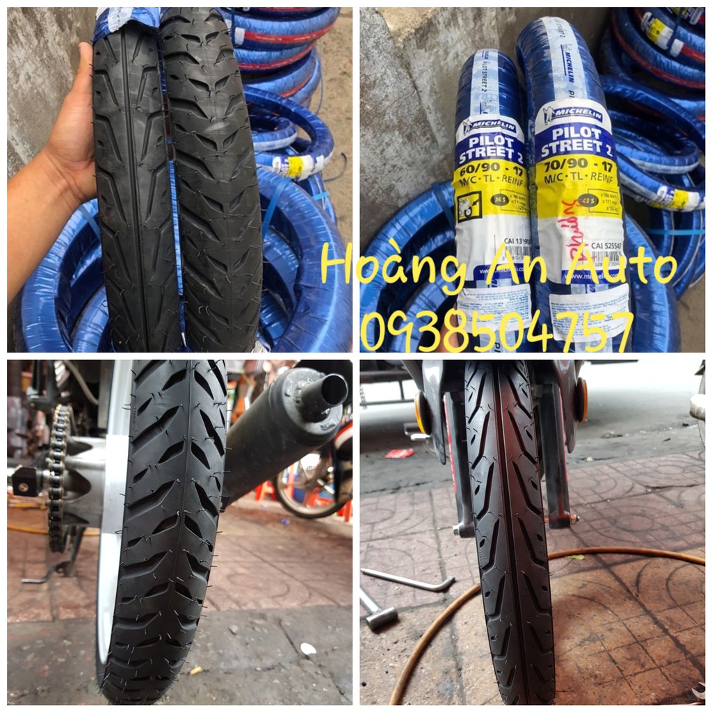 Cặp vỏ lốp xe Michelin Pilot Street 2 cho Satria, Raider, Sonic, Wave... 70/90-17 và 80/90-17, vỏ ko ruột - giá 1 cặp