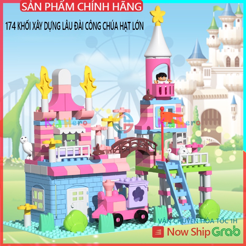 Bộ Lego Hạt To Cho Bé - Bộ Lắp Ráp Lego Lâu Đài Công Chúa 174 Chi Tiết - Chất Liệu Nhựa An Toàn - Dòng Đồ Chơi Trí Tuệ