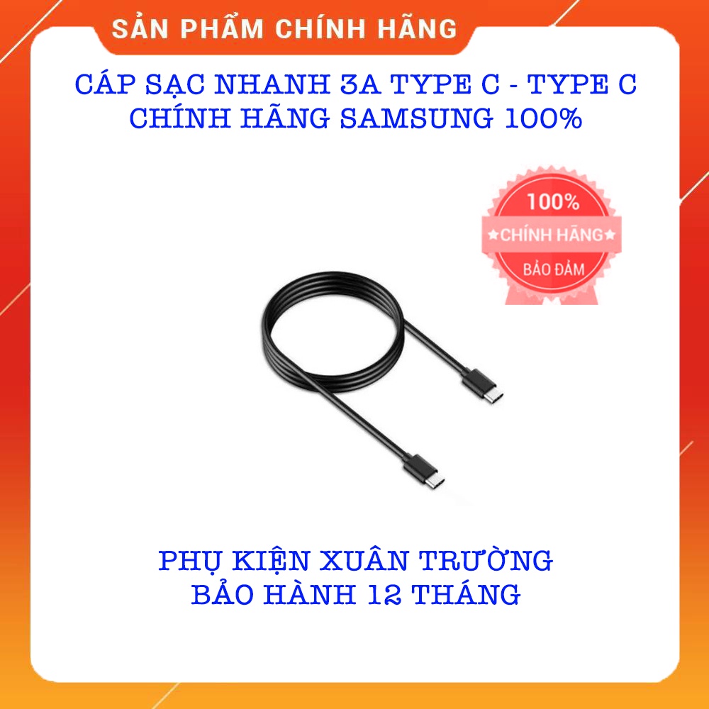 Cáp Sạc Nhanh 3A Type C - Type C 1m8 Chính Hãng SamSung - Bảo Hành 12 Tháng