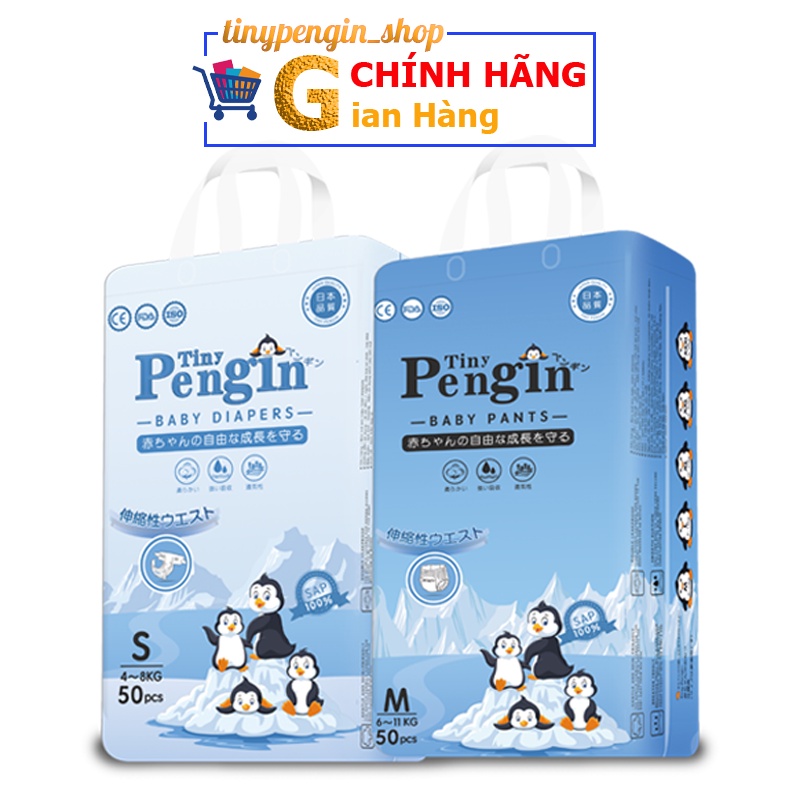 Bỉm Dán/Quần cao cấp Tiny Pengin S/M/L/XL/XXL/XXXL túi 50 miếng