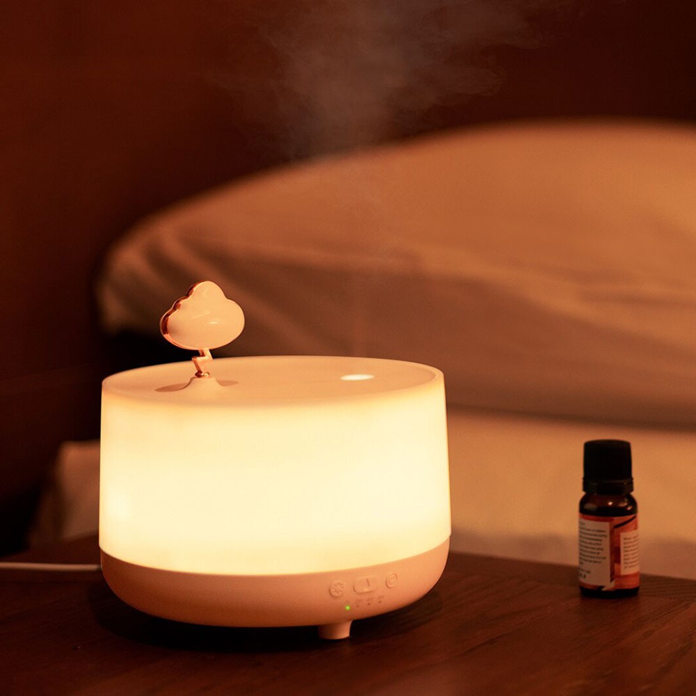 Uareliffe Cloud Aroma Diffuser Humidifier Với ánh sáng lãng mạn Thiết kế hộp âm nhạc cổ điển Cắm USB Máy tạo ẩm không khí siêu âm Chống cháy khô 3 tốc độ Chức năng hẹn giờ Tắt tiếng Máy tạo sương có đèn ban đêm Có thể thêm tinh dầu