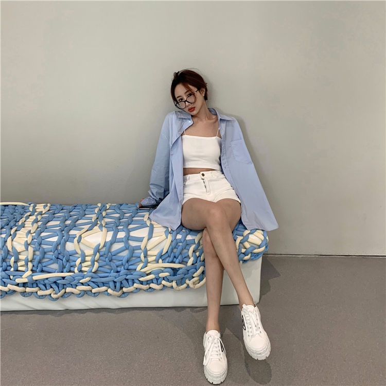 COZOK Áo Sơ Mi Tay Dài Dáng Rộng Phong Cách Hàn Quốc Thời Trang Trẻ Trung