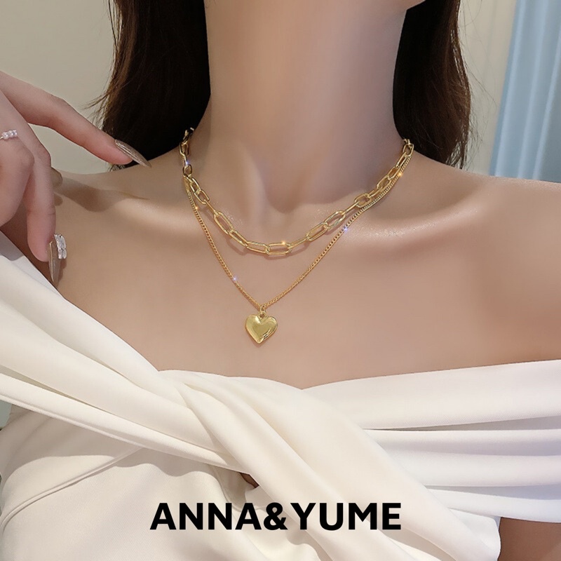 Dây chuyền trái tim phong cách thời trang Hàn quốc unisex cho nam và nữ, vòng cổ trái tim