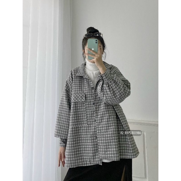 [ ẢNH THẬT ĐỘC QUYỀN IG: replei1986] Áo khoác 2 lớp dày dặn caro xám