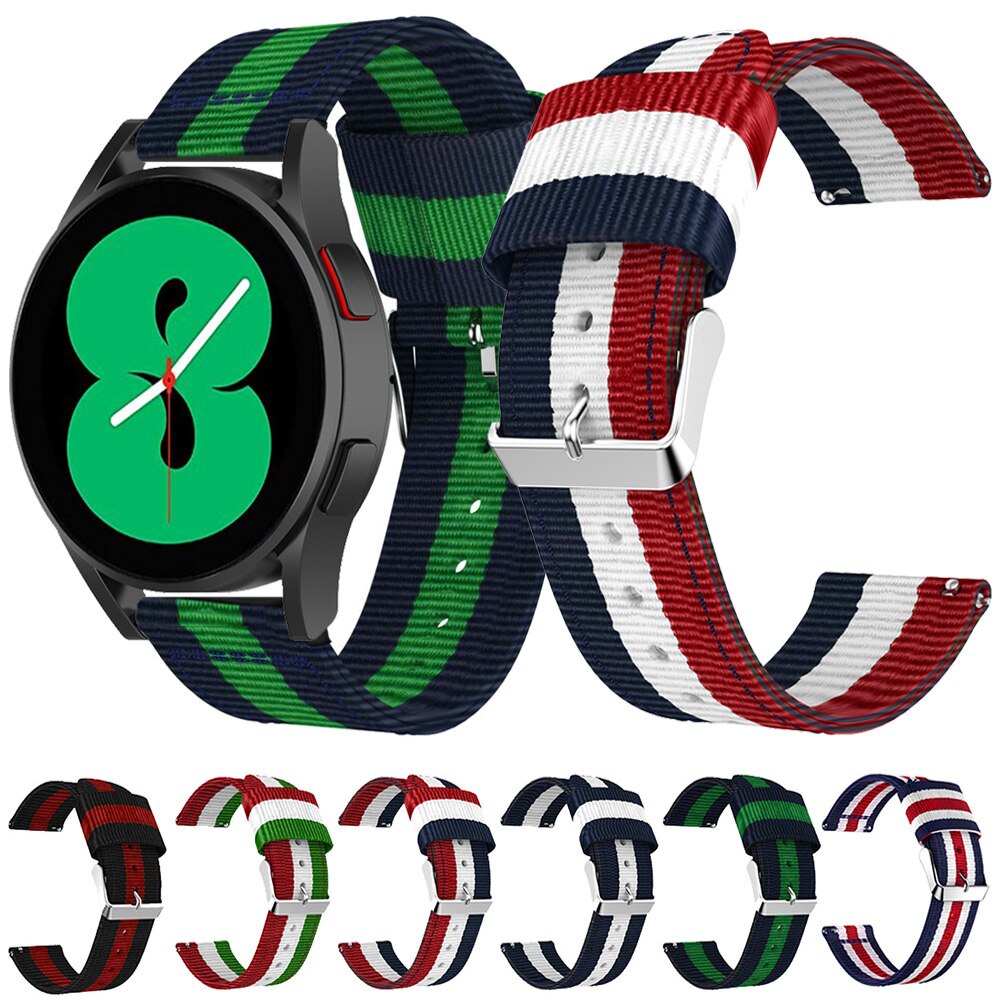 Dây đeo vải dệt nylon sọc cho đồng hồ thông minh Samsung galaxy 4 40mm 44mm / 4 Classic 42mm 46mm Active 2