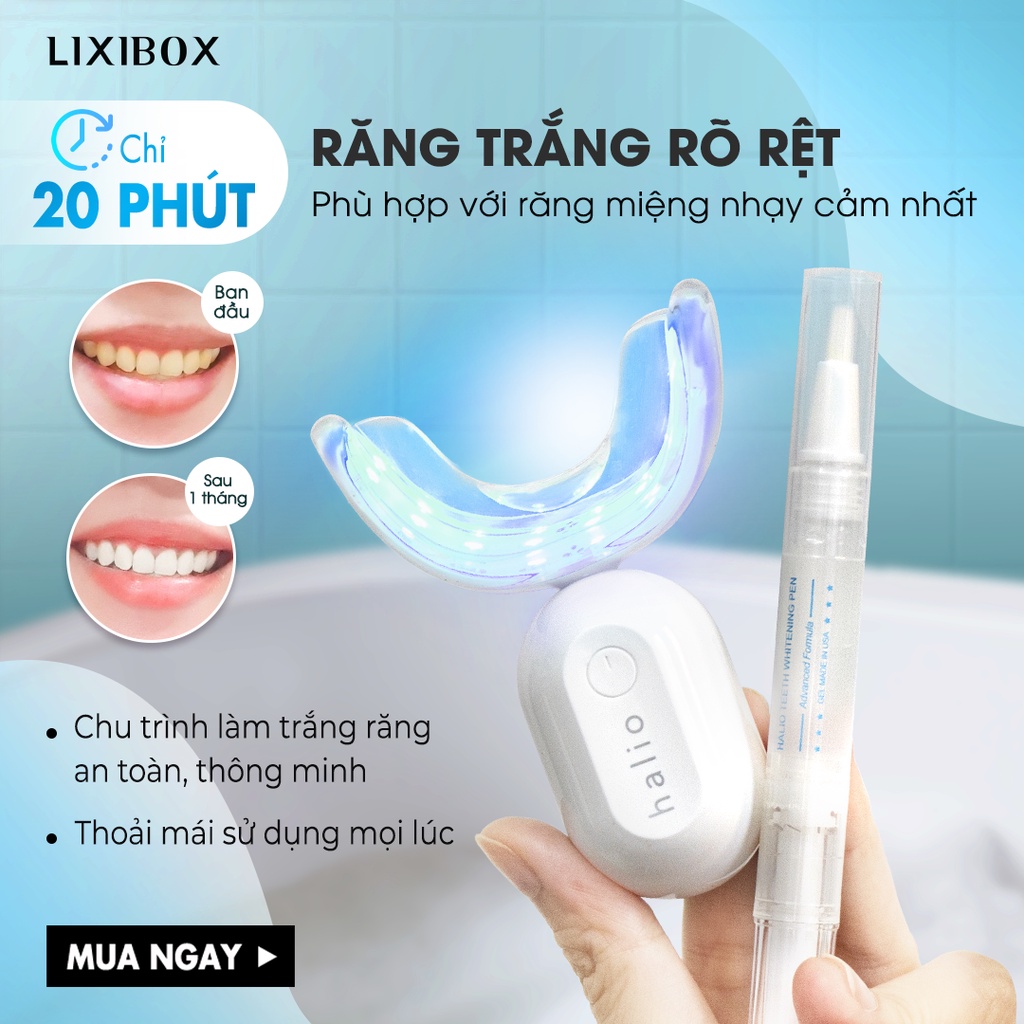 Combo Máy Tăm Nước Halio UltraClean Blue Và Máy Tẩy Trắng Răng Halio Blue