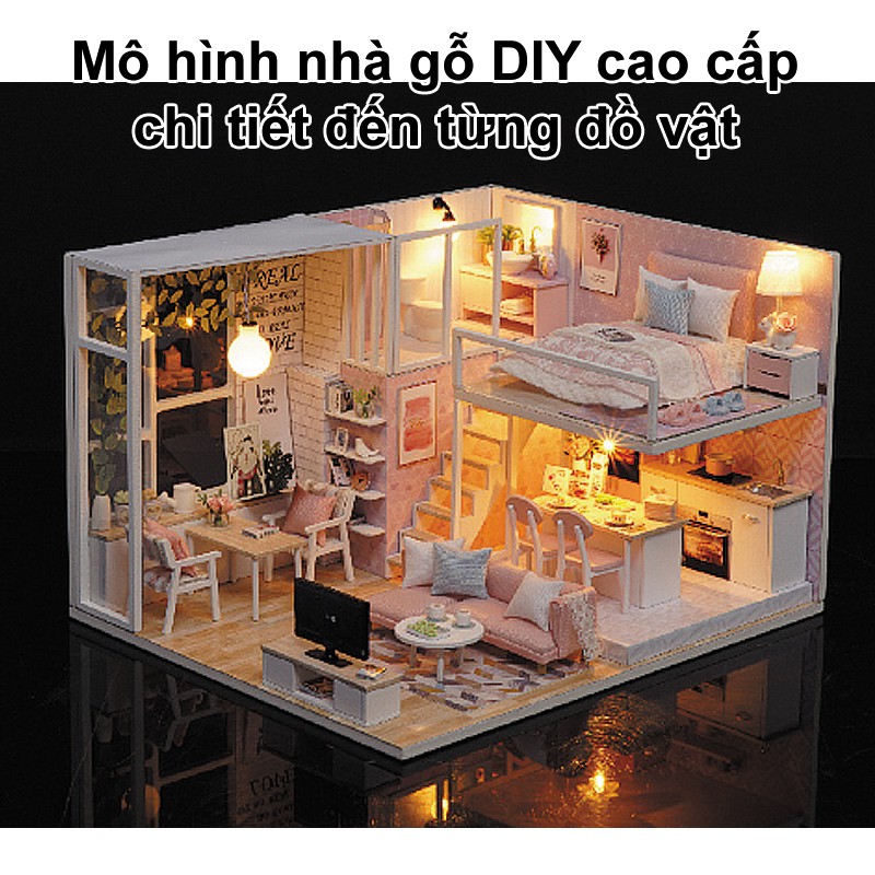 Mô hình nhà búp bê gỗ diy biệt thự