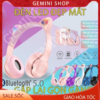 Tai Nghe Bluetooth P47-M Chụp tai có Mic Headphone không dây Dễ Thương tai mèo nghe nhạc, chơi game GEMINI SHOP