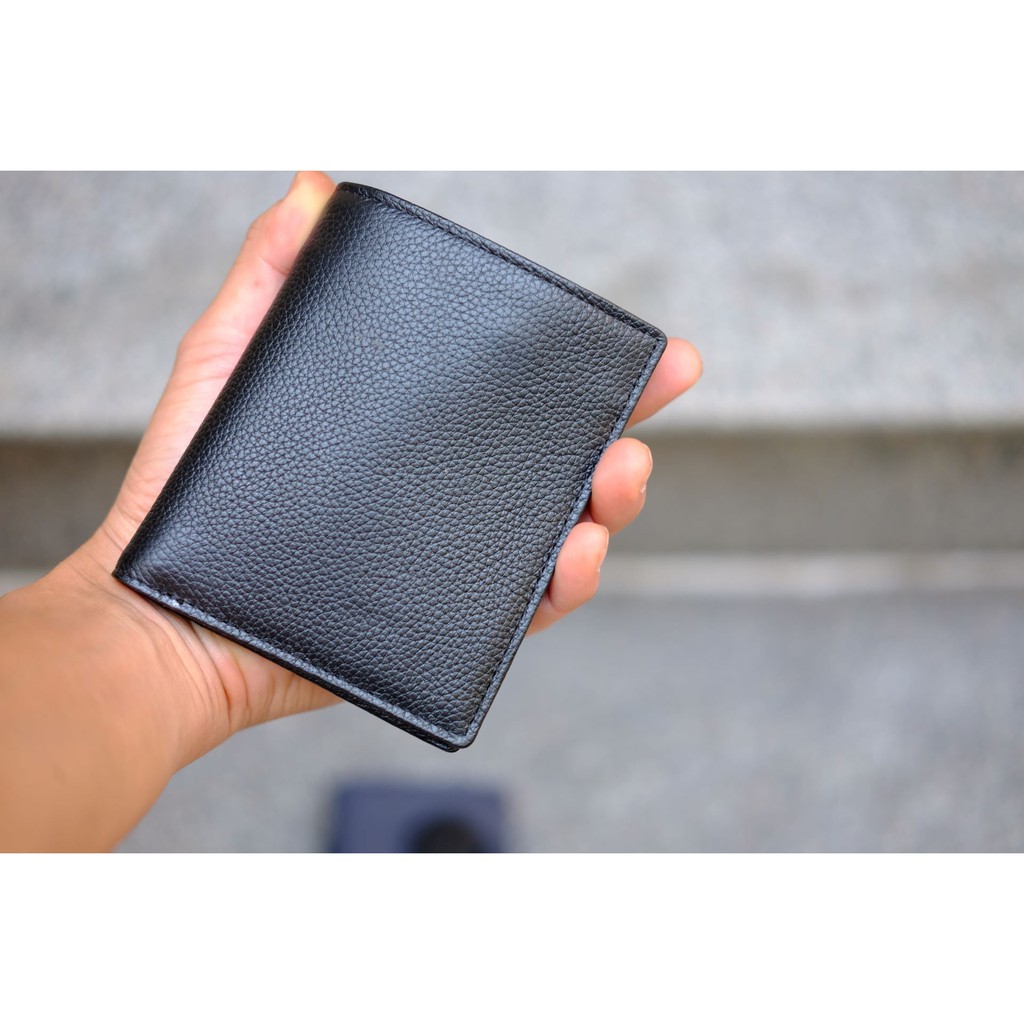 Ví nam LIAM da bò thật dáng ngang màu đen HT79-101