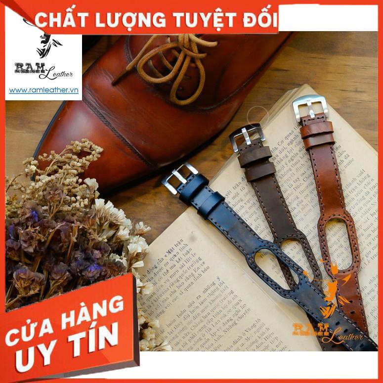 DÂY ĐỒNG HỒ CHO MIBAND 4 VÀ MIBAND 3 DA BÒ NÂU ĐỎ VER2-18MM +