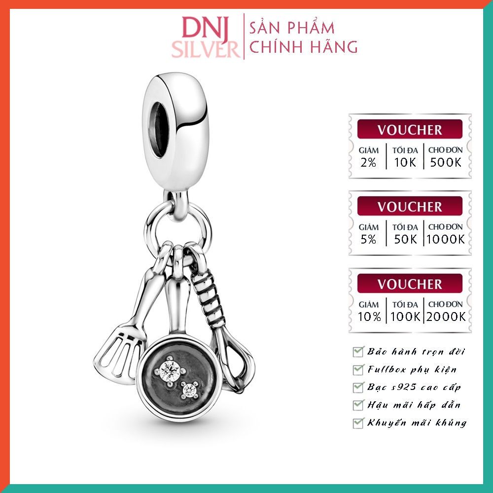 [Hàng cao cấp] Charm bạc 925 cao cấp, hàng chuẩn bạc - Charm Spatula, Frying Pan &amp; Whisk thích hợp để mix vòng tay charm