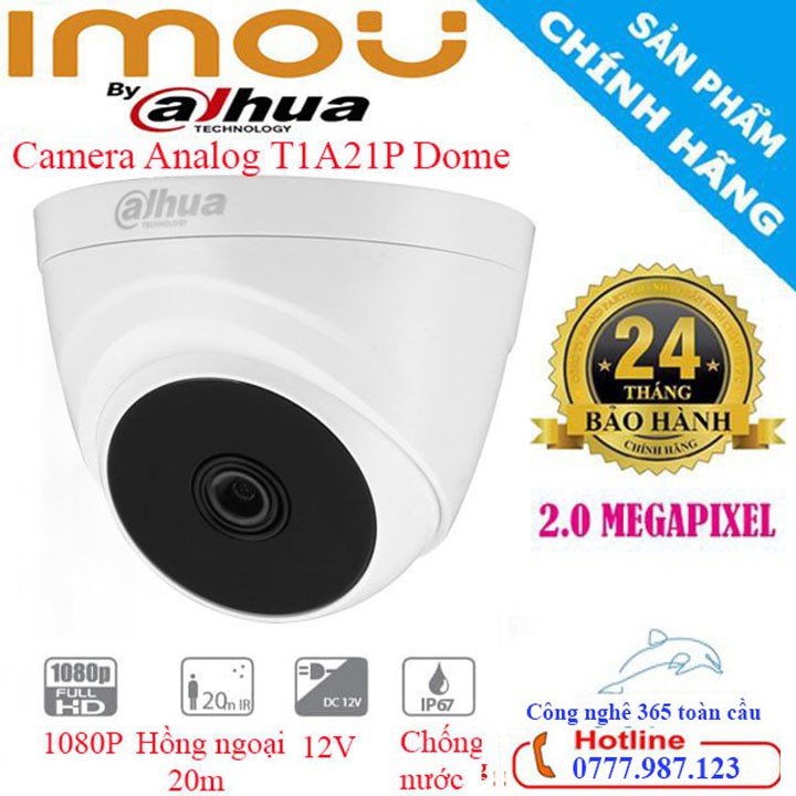 Camera giám sát DAHUA HAC_T1A21P ⚡𝑭𝑹𝑬𝑬 𝑺𝑯𝑰𝑷 ⚡ Full HD,chuẩn kháng nước, chống ngược sáng,hồng ngoại xa - BH 24 THÁNG | BigBuy360 - bigbuy360.vn