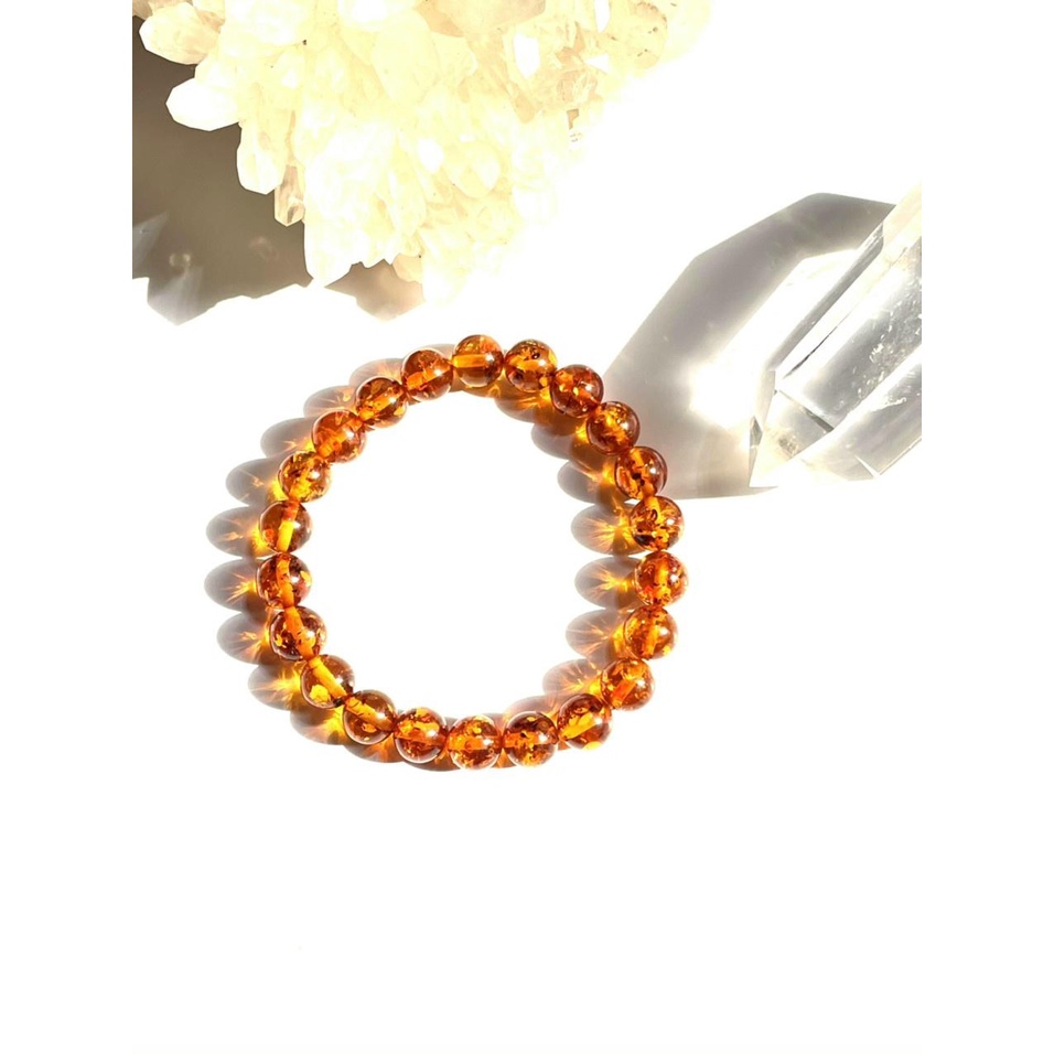 VÒNG TAY CHUỖI TRƠN HỔ PHÁCH TRÒN CAM ĐẬM