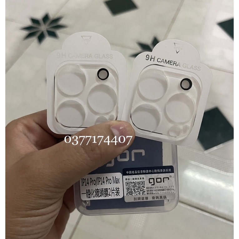 Bộ 2 dán kính bảo vệ camera Gor cho iPhone 14 Pro Max, 14 Plus, 14 Pro, 14 full cụm camera trong suốt